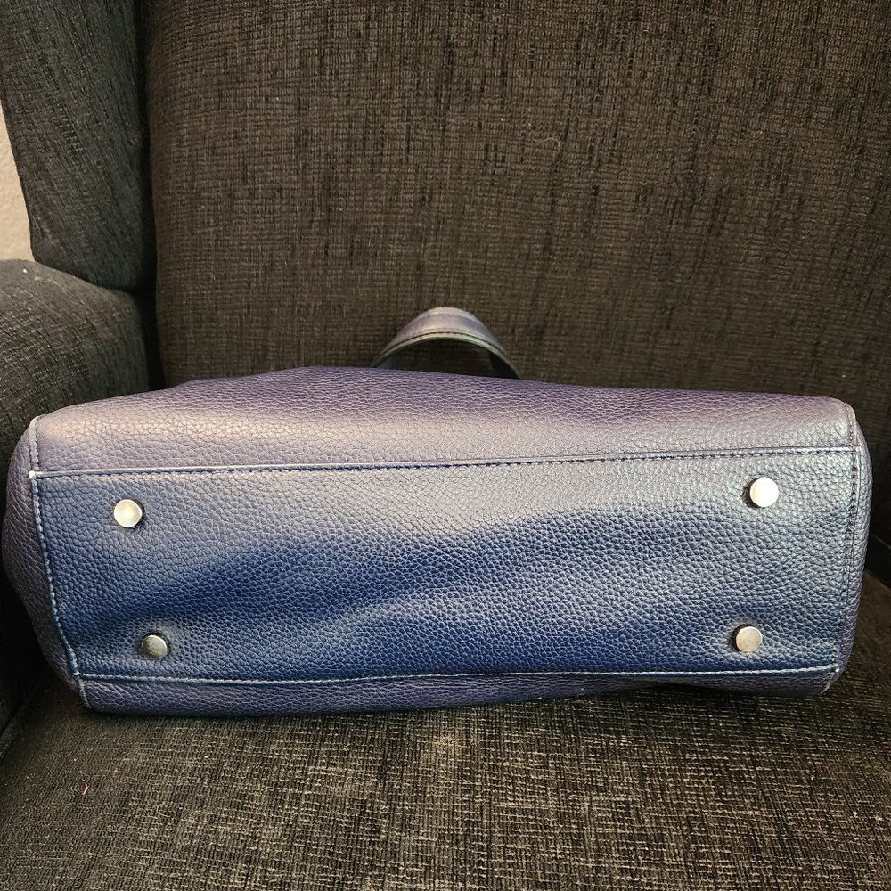 Sam Edelman Navy Blue Leather Satchel with Reversible Studded Shoulder Strap - Picture 4 of 12